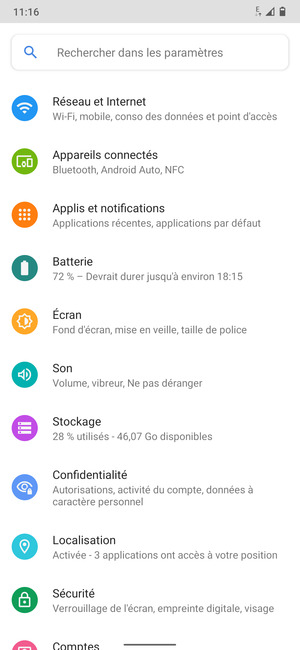 Sélectionnez Réseau et Internet