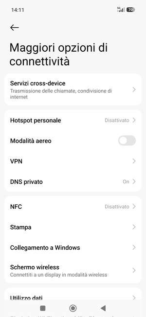 Seleziona Hotspot personale