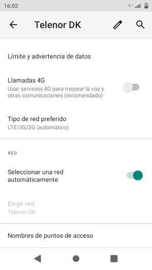 Desactive Seleccionar una red automáticamente