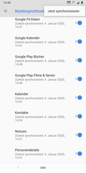 Wählen Sie Jetzt synchronisieren