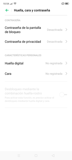 Seleccione Contraseña de la pantalla de bloqueo