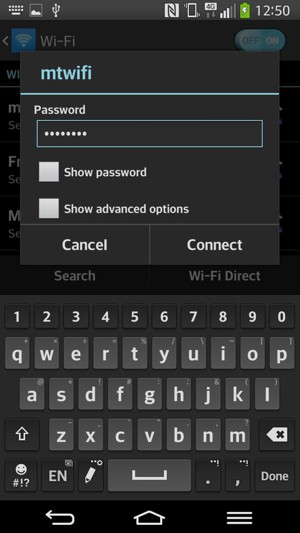 Enter the Wi-Fi password and select Connect