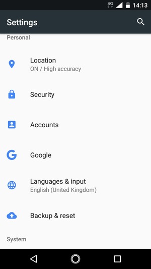 Scroll to and select Security