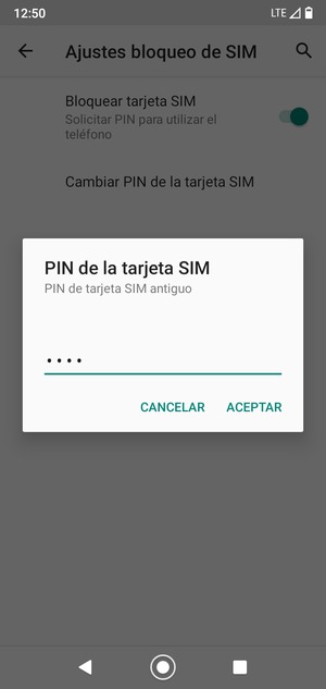 Introduzca su PIN de tarjeta SIM antiguo y seleccione ACEPTAR