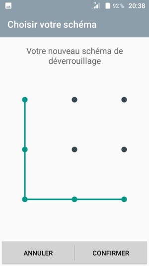 Dessinez de nouveau le schéma de déverrouillage et sélectionnez CONFIRMER