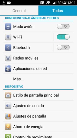 Seleccione Todas y Redes móviles