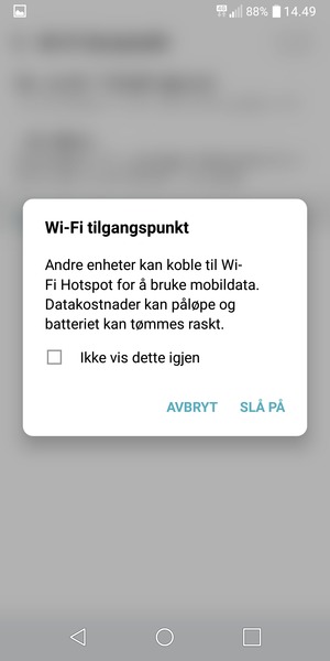 Velg SLÅ PÅ