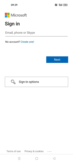 Enter your Email address and select Next