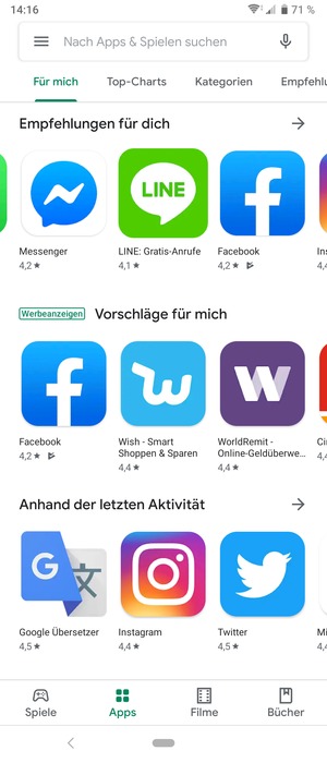 Wählen Sie die Suchleiste