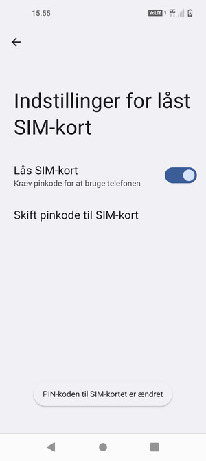 Din Pinkode til SIM-kort er nu ændret