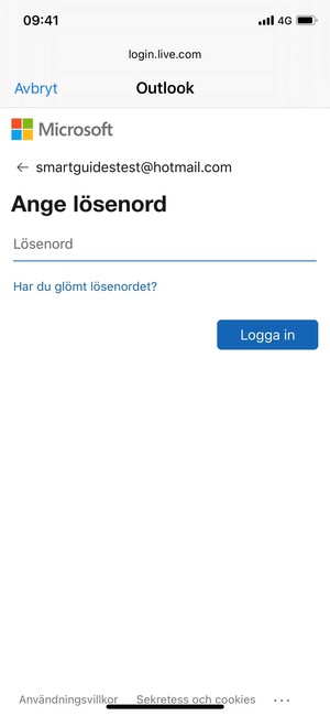 Ange ditt lösenord och välj Logga in