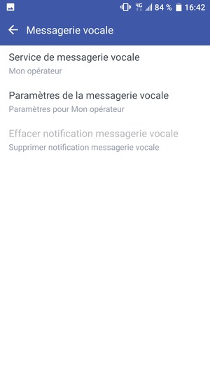 Sélectionnez Paramètres de messagerie vocale