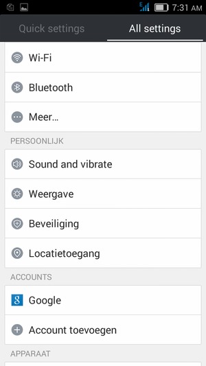 Scroll naar en selecteer Beveiliging