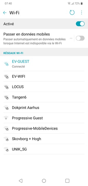 Vous êtes maintenant connecté au réseau Wi-Fi