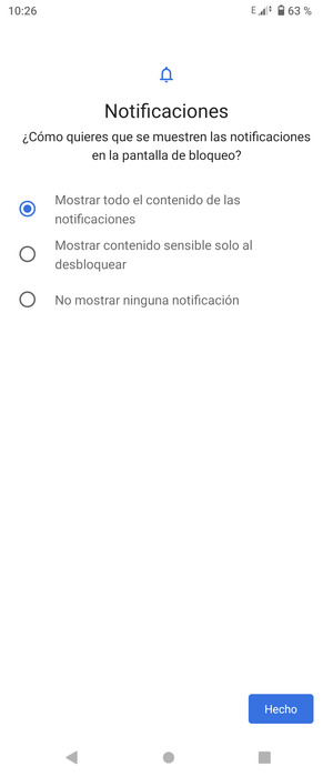 Seleccione la opción deseada y seleccione Hecho