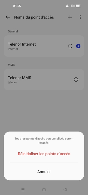 Sélectionnez Réinitialiser les points d'accès