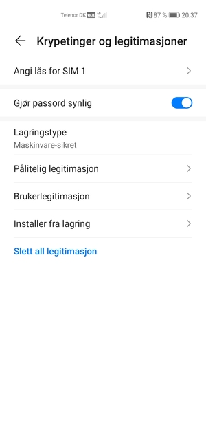 Velg Angi lås for SIM