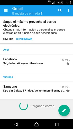Su Gmail/Hotmail está listo para usar