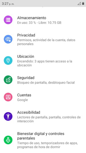Desplácese y seleccione Ubicación