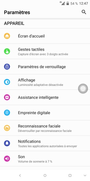 Faites défiler et sélectionnez Verrouillage écran / Paramètres de verrouillage