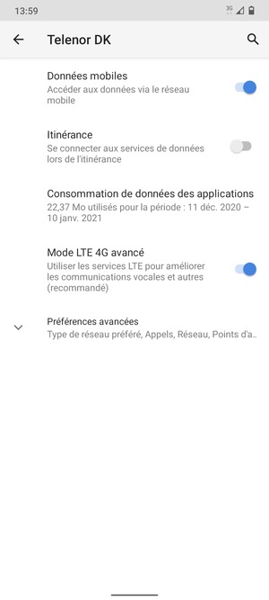 Sélectionnez Préférences avancées