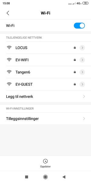 Velg det trådløse nettverket du vil koble til