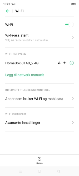 Velg det trådløse nettverket du vil koble til