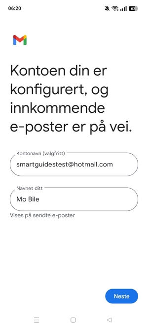 Gi kontoen din et navn, og skriv inn navnet ditt. Velg Neste
