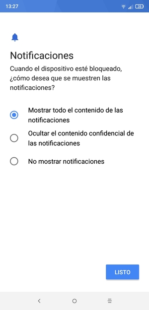 Seleccione la opción deseada y seleccione LISTO