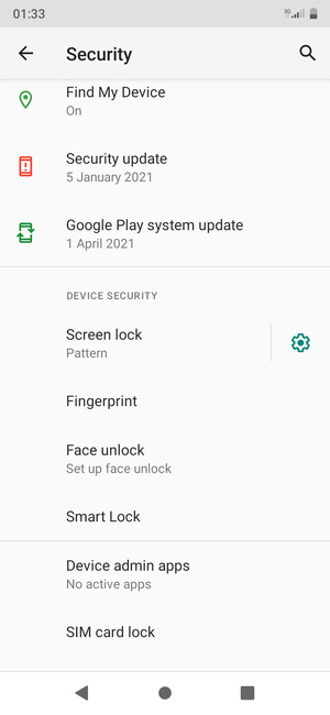 Scroll to and select SIM card lock