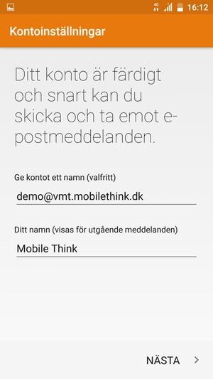 Ge ditt konto ett namn och ange ditt namn. Välj NÄSTA