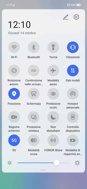 Seleziona Vibrazione per passare alla modalità silenziosa