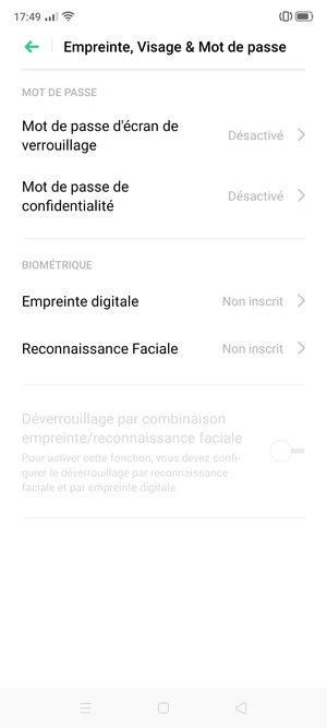 Sélectionnez Mot de passe d'écran de verrouillage