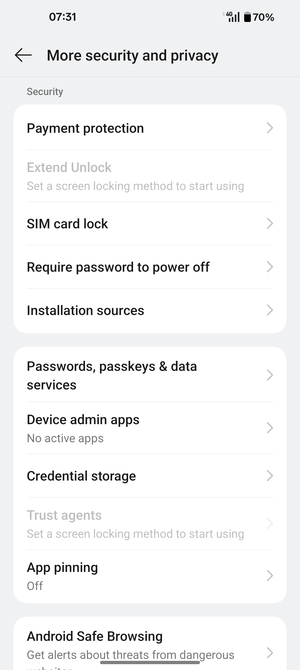 Scroll to  and select SIM card lock