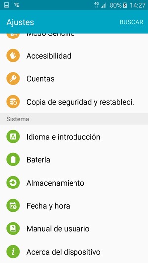 Desplácese y seleccione  Batería