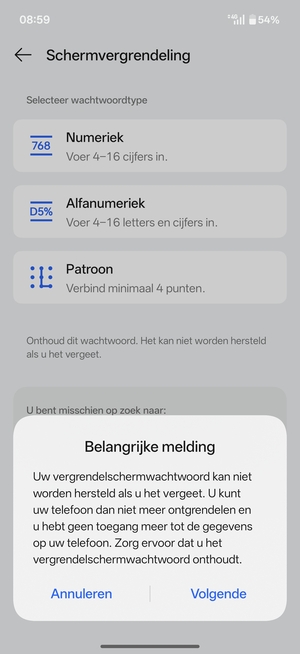 Selecteer Volgende