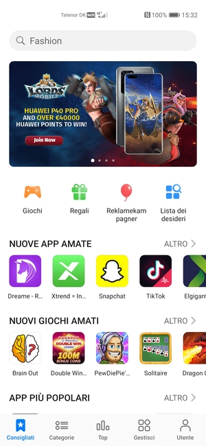 Seleziona la barra di ricerca