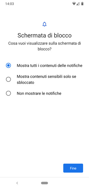 Seleziona la tua opzione preferita e poi Fine
