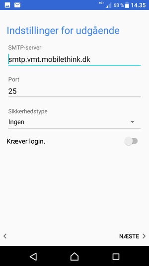 Slå Kræver login. fra og vælg NÆSTE