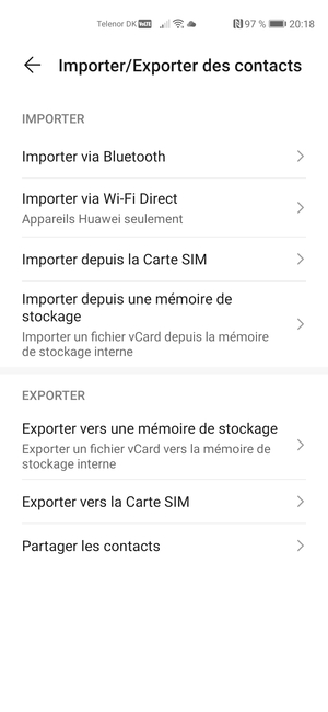 Sélectionnez Importer depuis la Carte SIM