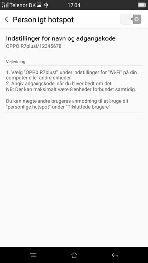 Vælg Indstillinger for navn og adgangskode