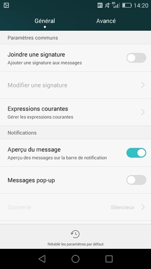 Sélectionnez Avancé