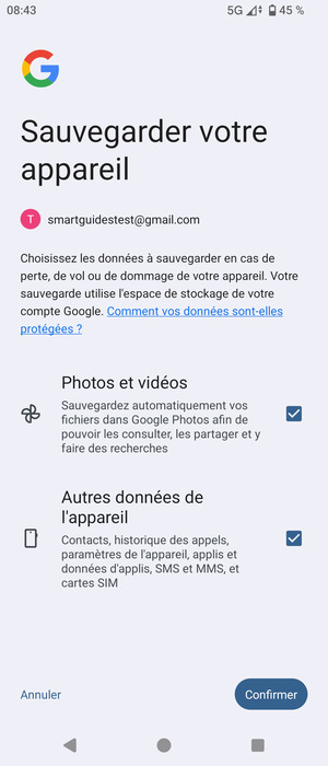 Sélectionnez votre options préférées et sélectionnez Confirmer