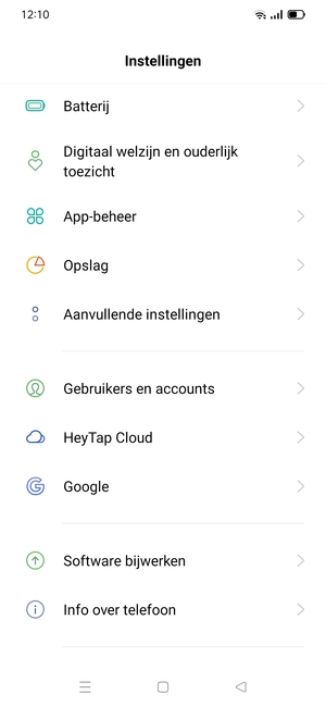 Scroll naar en selecteer Software bijwerken