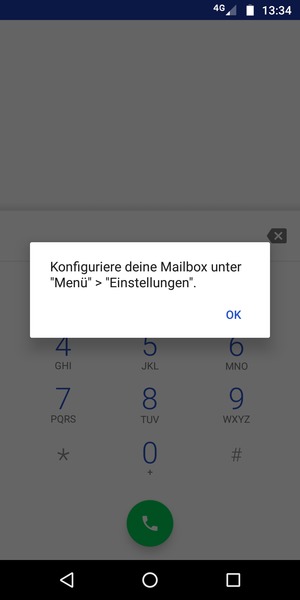 Falls Ihre Voicemail nicht eingerichtet ist, wählen Sie OK