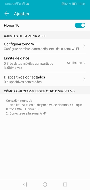 El teléfono ha sido configurado para su uso como módem