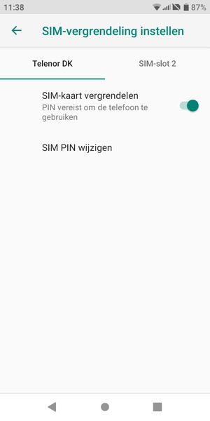 Selecteer Public en SIM PIN wijzigen