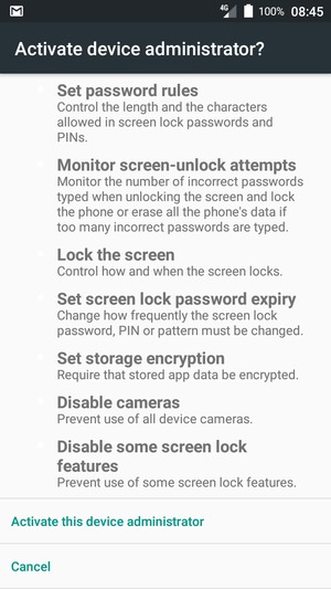 Scroll to and select Activate this device administrator