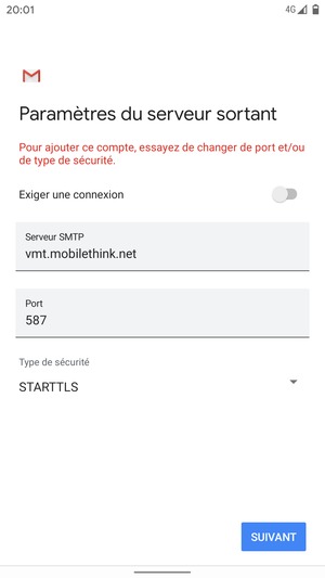 Sélectionnez Type de sécurité
