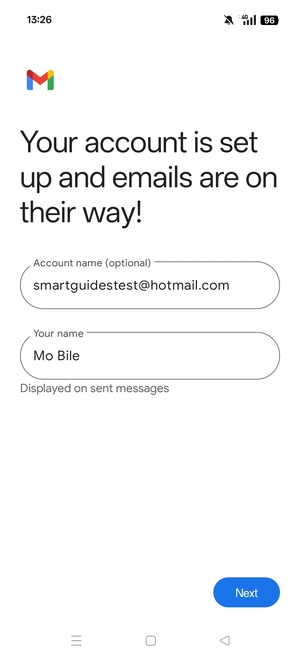 Give your account a name and enter your name. Select Next